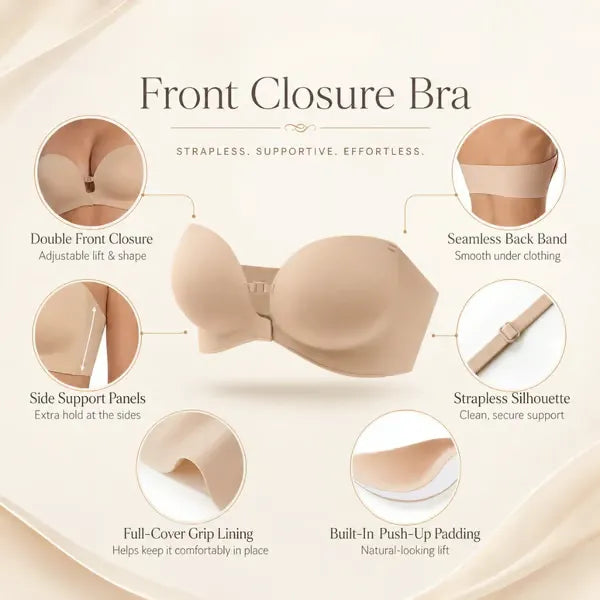 Women's Strapless Front Closure Push-Up Bra