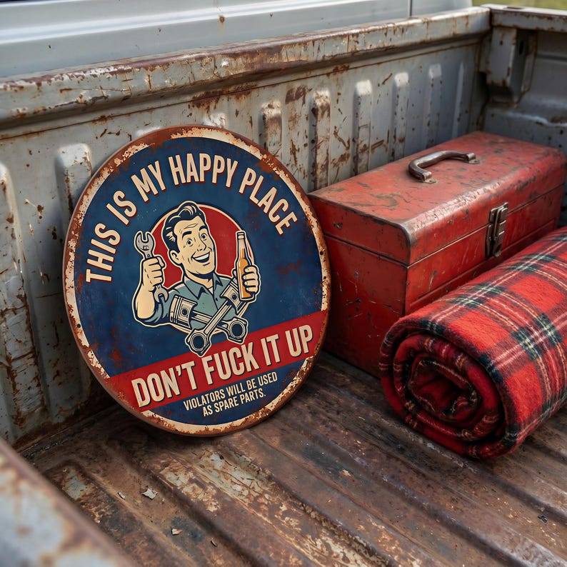 "This Is My Happy Place" Metal Tin Sign