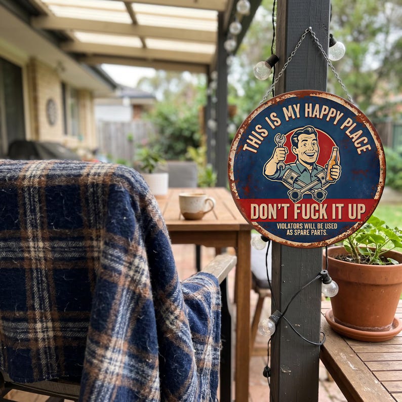 "This Is My Happy Place" Metal Tin Sign