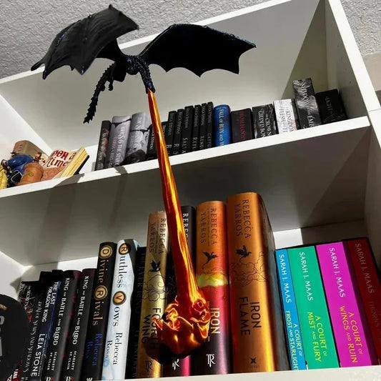 Fire-breathing dragon bookshelf decoration lamp + LED flame lighting set