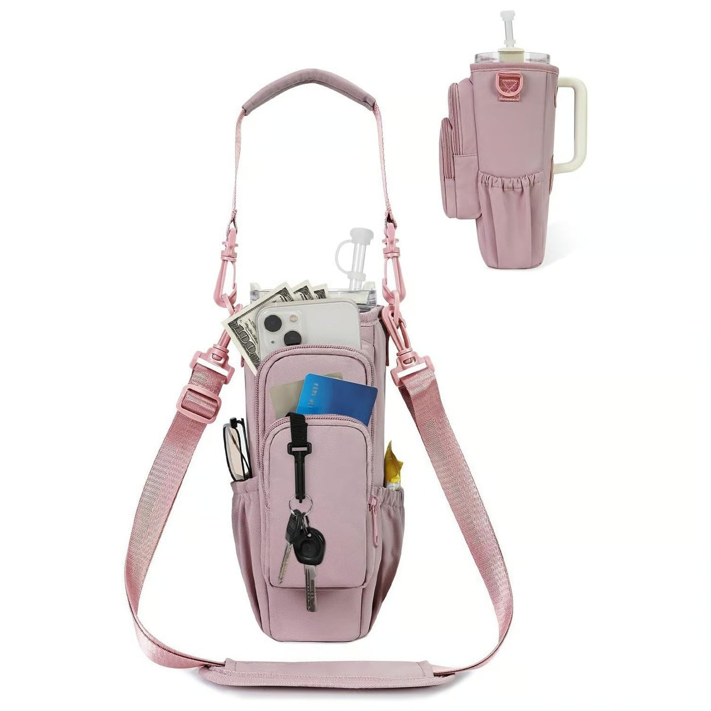 🔥Water Bottle Carrier Bag for 40oz Tumbler – Insulated Crossbody Holder