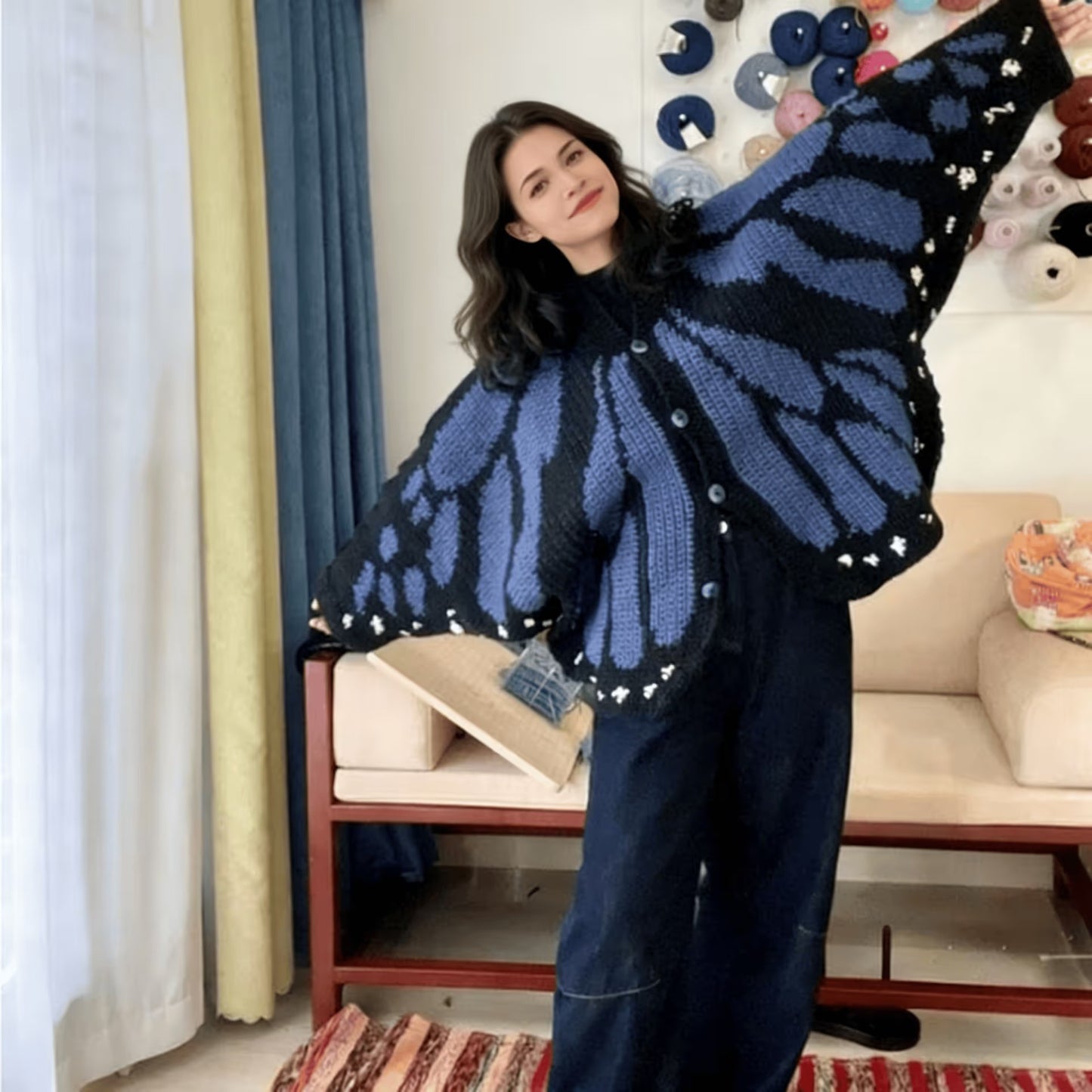 🦋Handmade Monarch Butterfly Cardigan