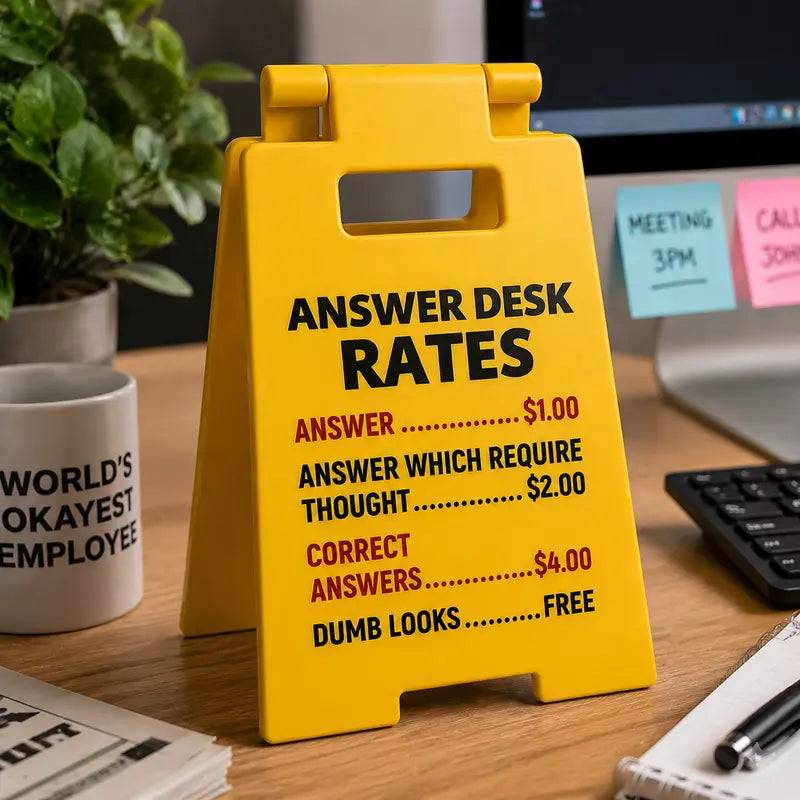 Funny Office Answer Desk Rates Sign