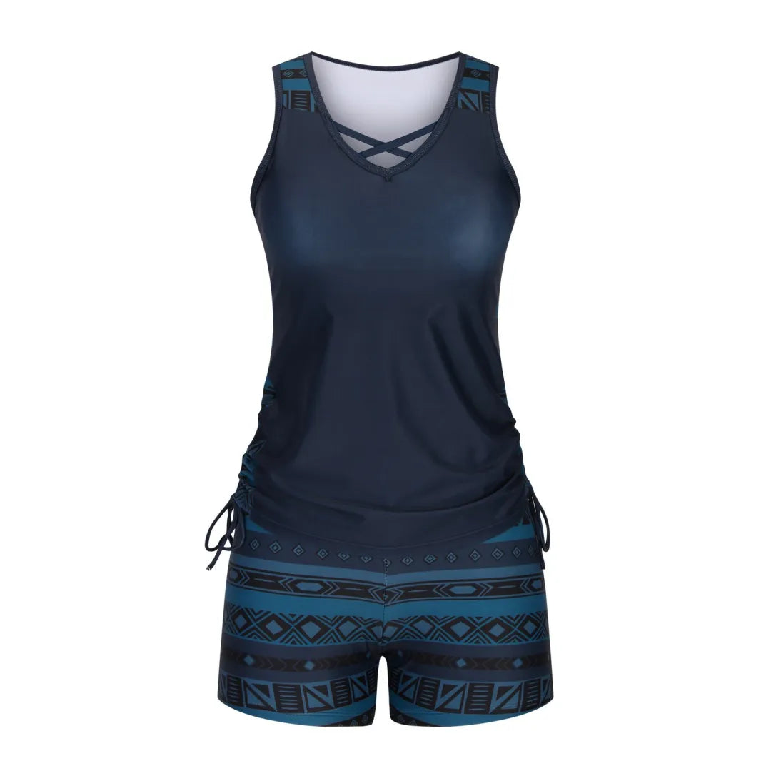 ⏰LAST DAY 60% OFF - Miraclesuit Women's Tummy Control Tankini Set with Built-In Bra – Flattering Boho Swimwear with Shorts🔥