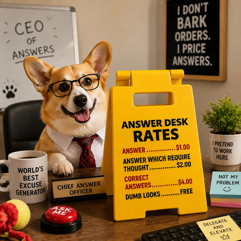 Funny Office Answer Desk Rates Sign