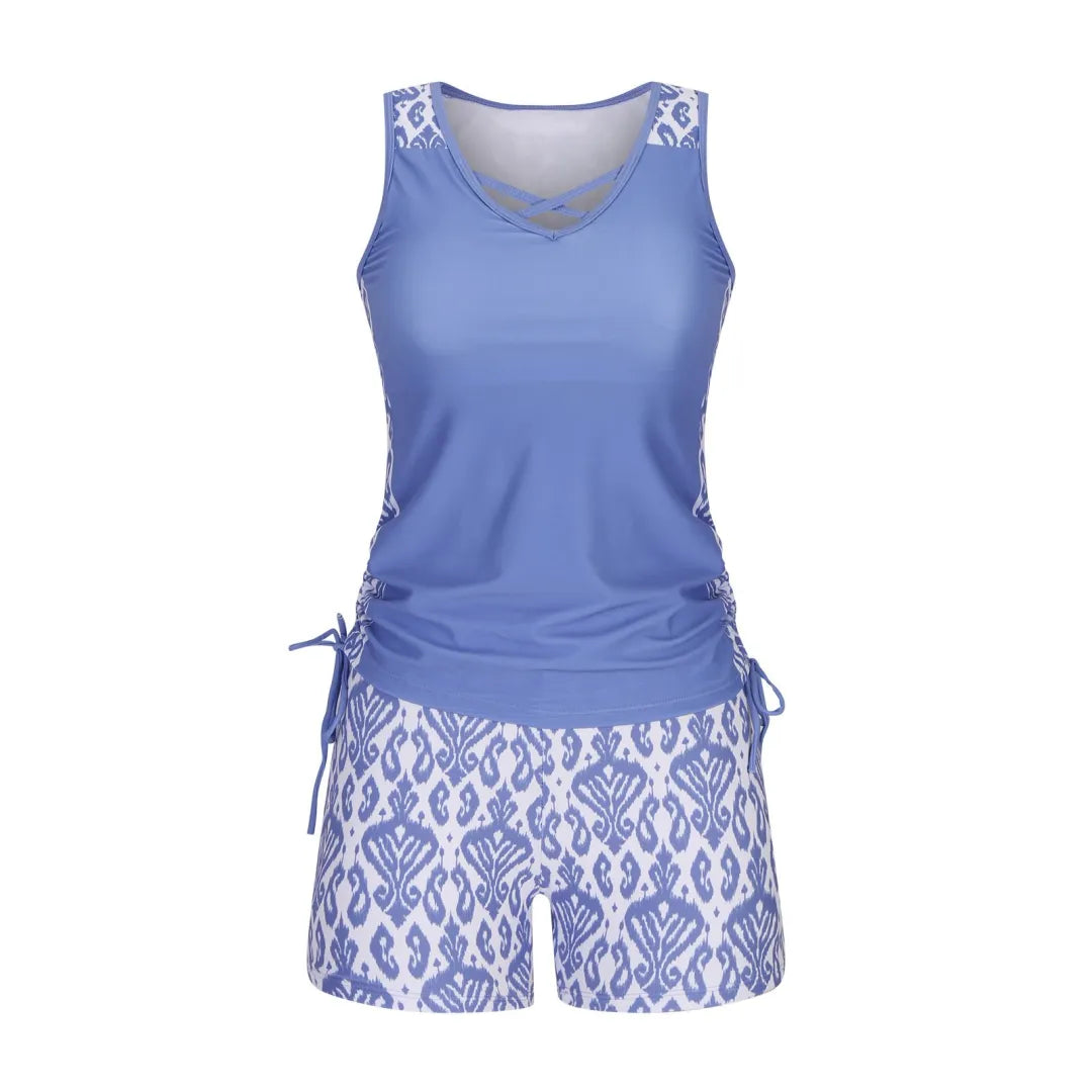 ⏰LAST DAY 60% OFF - Miraclesuit Women's Tummy Control Tankini Set with Built-In Bra – Flattering Boho Swimwear with Shorts🔥