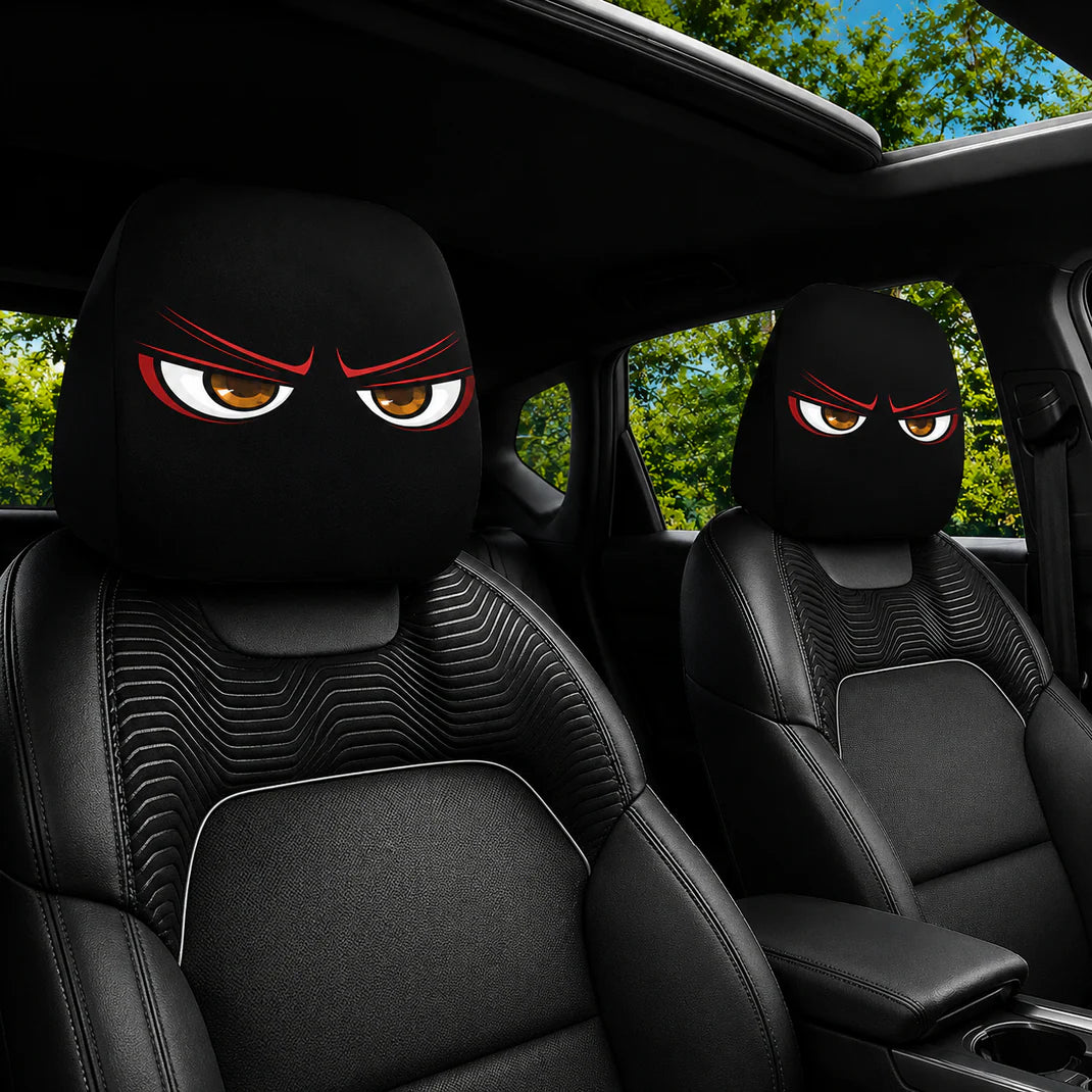 🔥 Funny Cartoon Car Headrest Covers – 2PCS Universal Fit 🚗