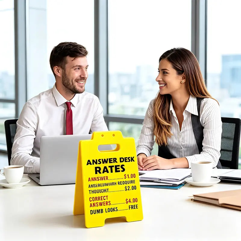 Funny Office Answer Desk Rates Sign
