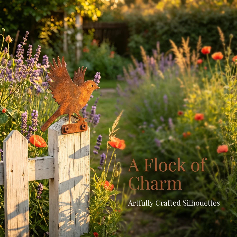 🐦5-Piece Lifelike Rusty Metal Bird Silhouettes Garden Art