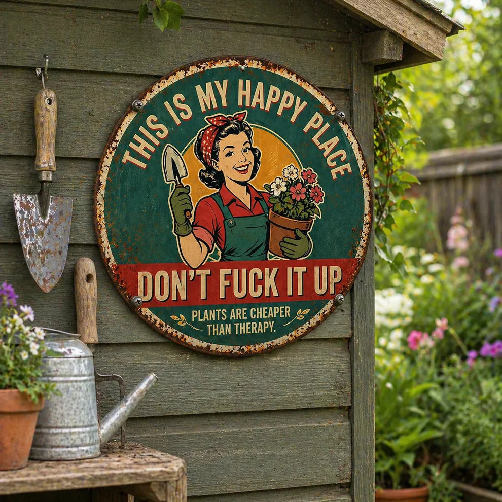 🌿"This Is My Happy Place" Garden Metal Sign