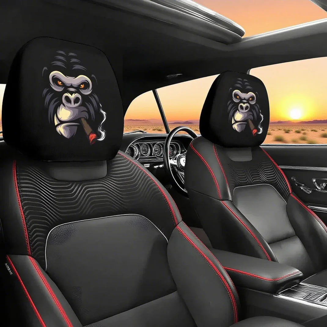 🔥 Funny Cartoon Car Headrest Covers – 2PCS Universal Fit 🚗