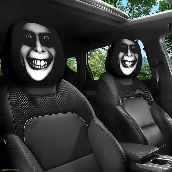 🔥 Funny Cartoon Car Headrest Covers – 2PCS Universal Fit 🚗