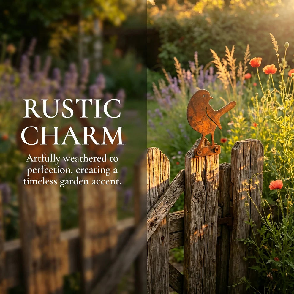 🐦5-Piece Lifelike Rusty Metal Bird Silhouettes Garden Art