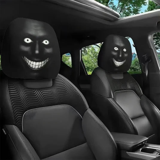 🔥 Funny Cartoon Car Headrest Covers – 2PCS Universal Fit 🚗