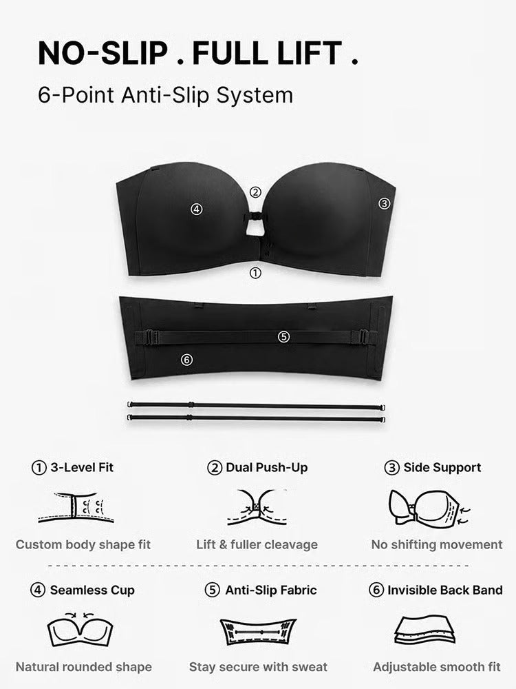 Women's Strapless Front Closure Push-Up Bra