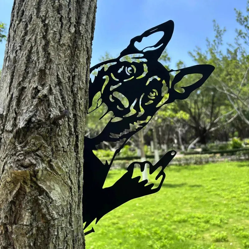 Peeping middle finger animal metal sign🏡Yard Art Decor