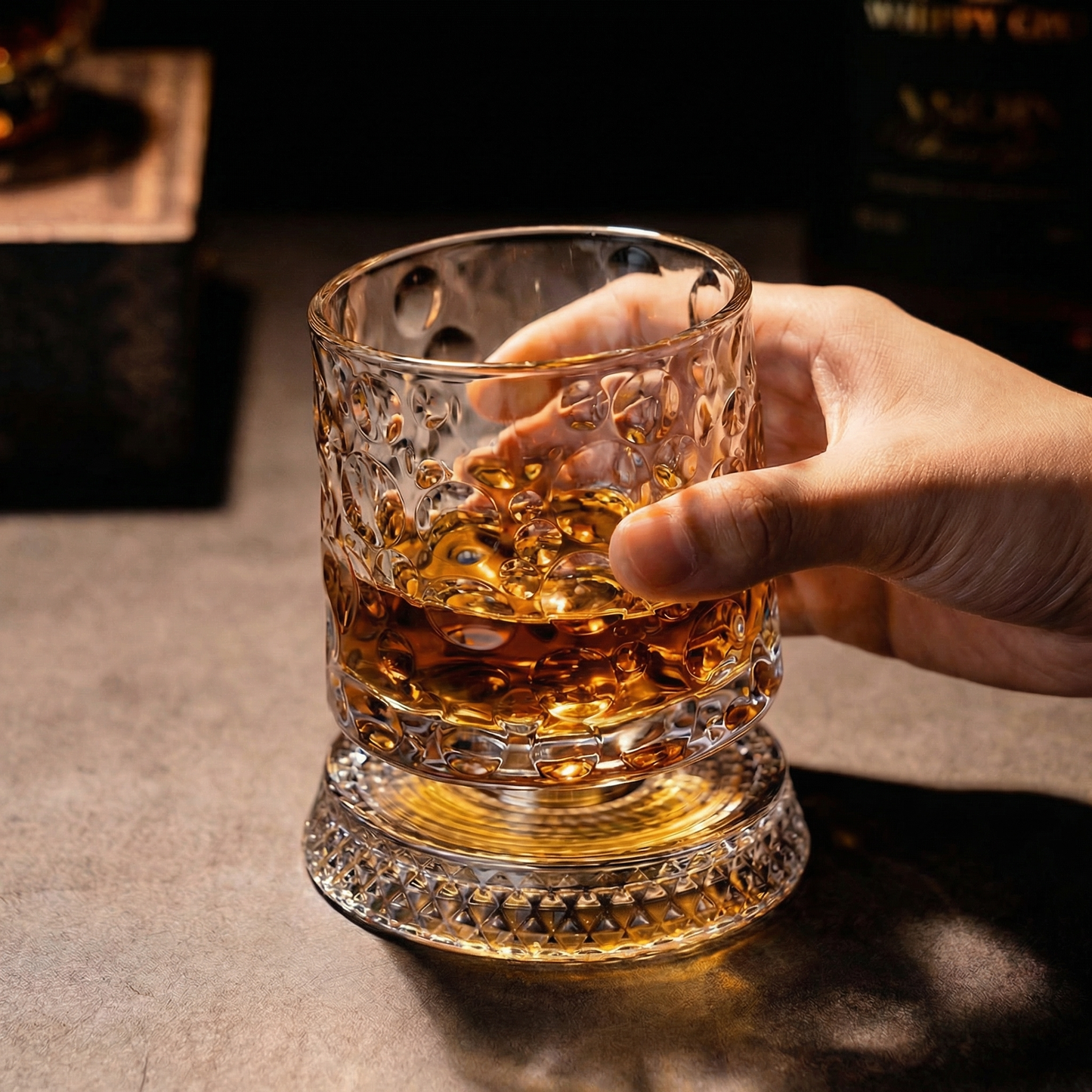 Luxury Spinning Crystal Whiskey Glass, Perfect for Halloween Parties, Thanksgiving & Christmas Gift Set