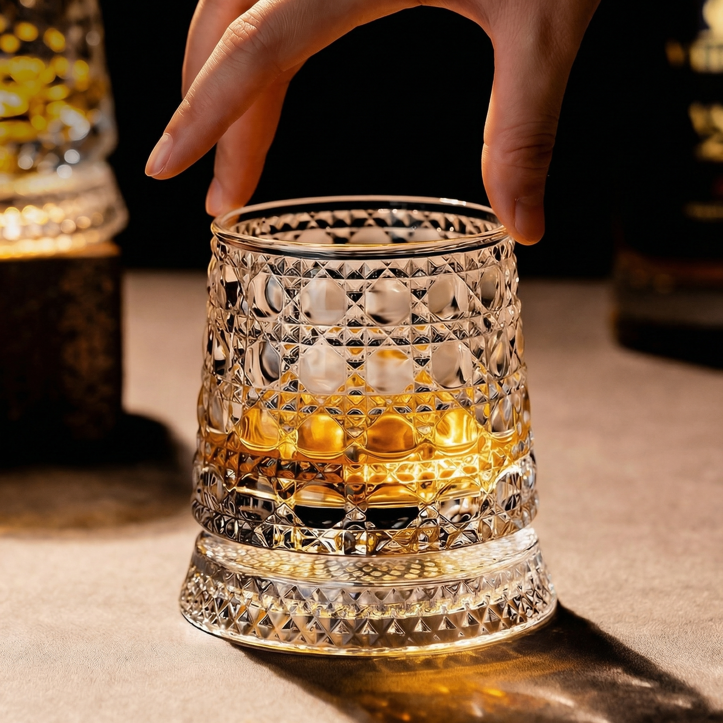 Luxury Spinning Crystal Whiskey Glass, Perfect for Halloween Parties, Thanksgiving & Christmas Gift Set