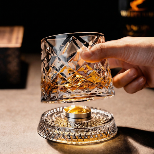 Luxury Spinning Crystal Whiskey Glass, Perfect for Halloween Parties, Thanksgiving & Christmas Gift Set