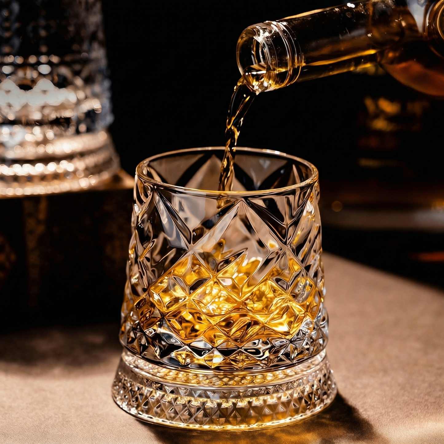 Luxury Spinning Crystal Whiskey Glass, Perfect for Halloween Parties, Thanksgiving & Christmas Gift Set