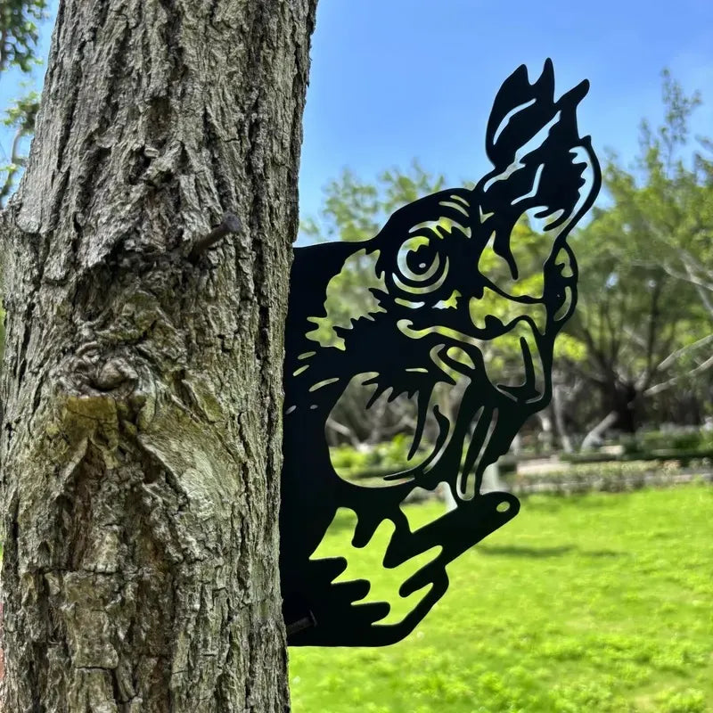 Peeping middle finger animal metal sign🏡Yard Art Decor