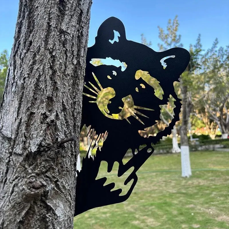 Peeping middle finger animal metal sign🏡Yard Art Decor