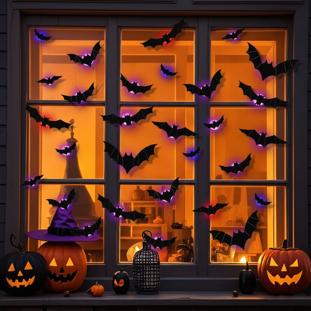 Halloween Decoration LED Bat Lights Wall Art Display