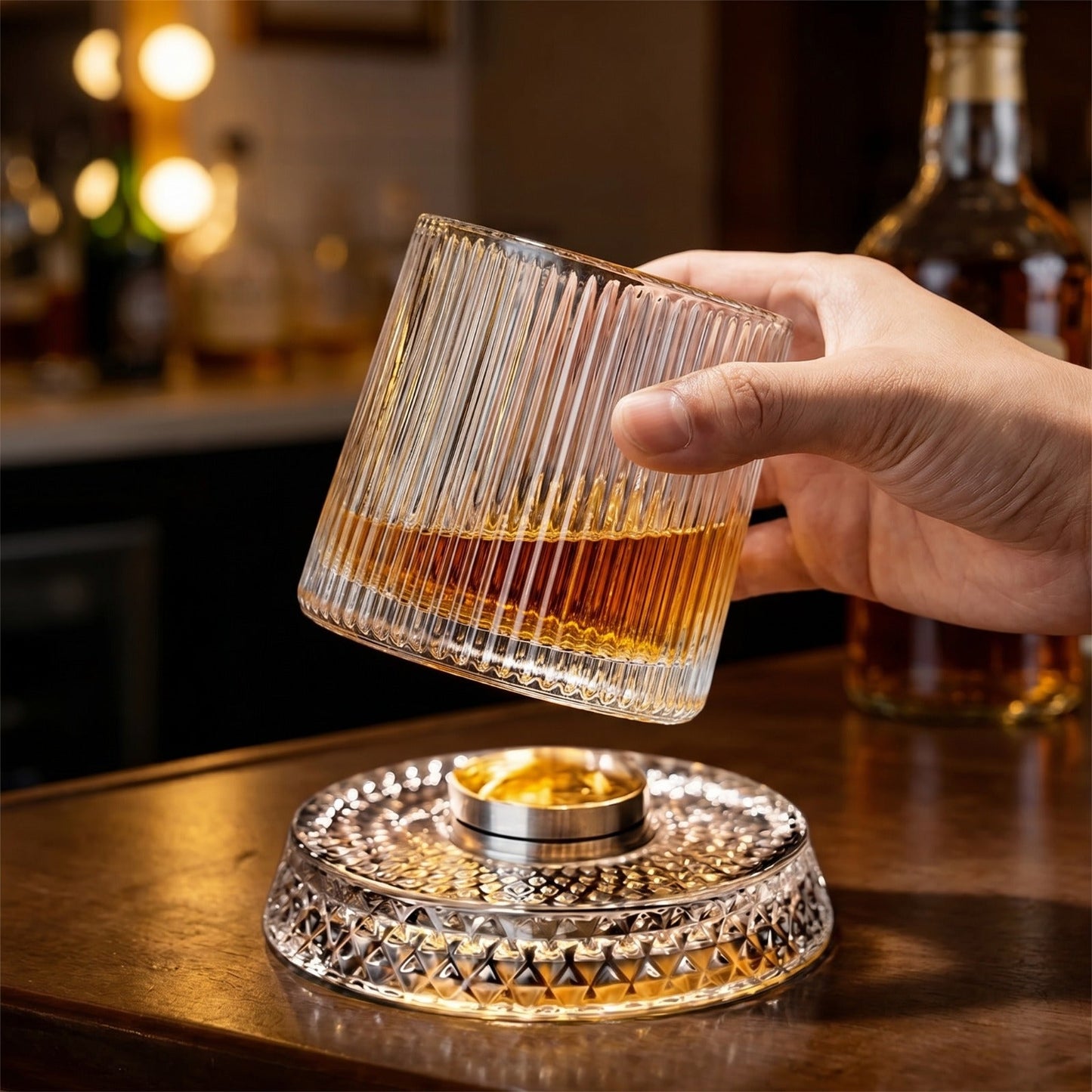 Luxury Spinning Crystal Whiskey Glass, Perfect for Halloween Parties, Thanksgiving & Christmas Gift Set